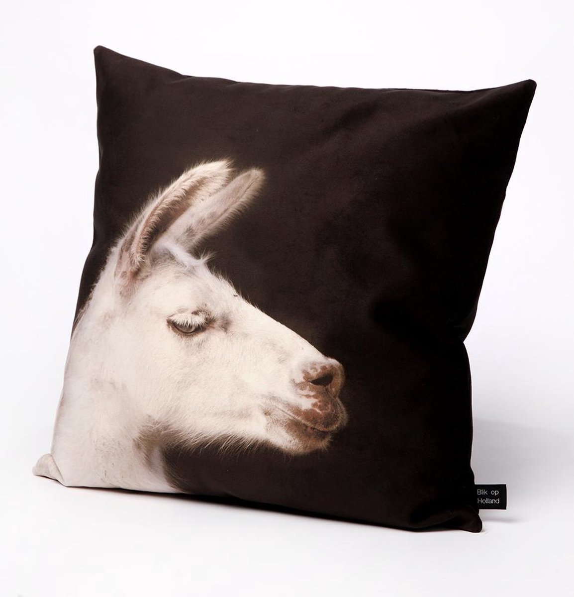 Sierkussen - Indoor Lama - Zwart En Wit - 50 Cm X 50 Cm