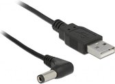 USB-A (m) - DC plug 5,5 x 2,5mm (m) kabel - haaks / zwart - 1,5 meter
