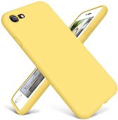 Siliconen hoesje met camera bescherming geschikt voor Apple iPhone 7 / 8 - geel + glazen screen protector