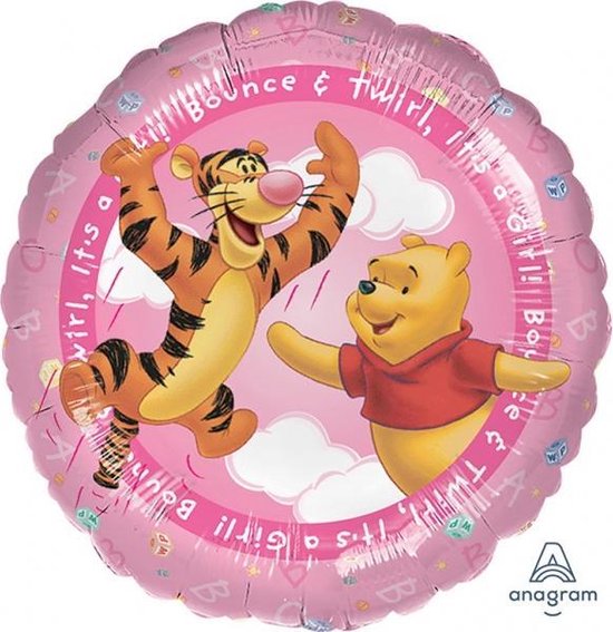 Winnie The Pooh Helium Ballon Its a Girl 45cm leeg