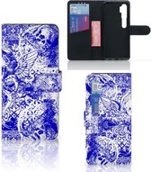 Book Style Case Xiaomi Mi Note 10 Pro Smartphone Hoesje Angel Skull Blue