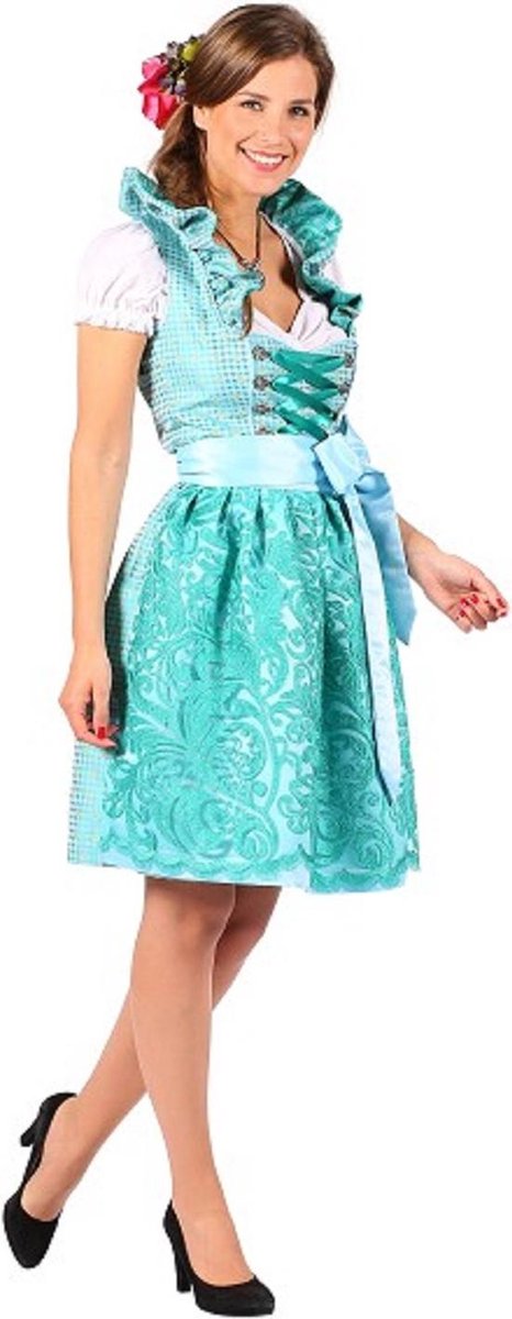 Trachten dirndl SUSANNE Turquoise groen - maat 40.