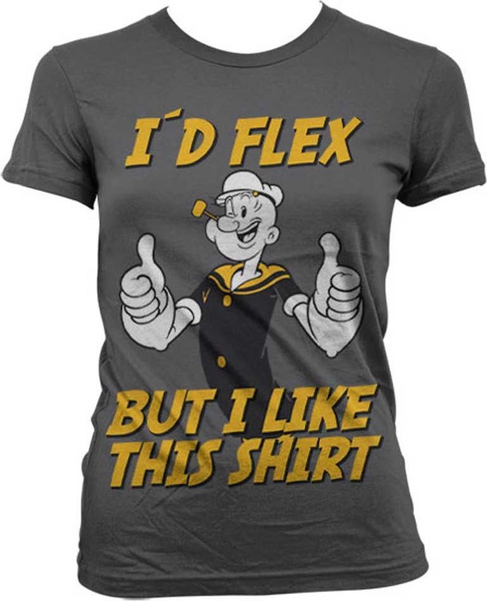 Popeye Dames Tshirt -L- I'd Flex Grijs