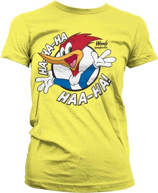 Woody Woodpecker Dames Tshirt -S- HAHAHA Geel
