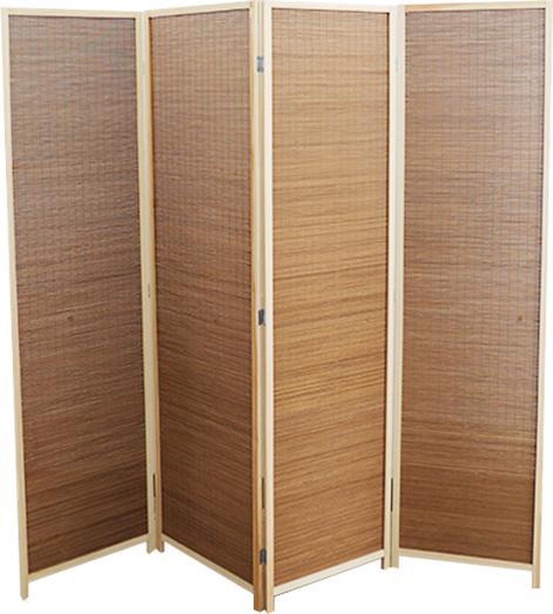 Kamerscherm bamboe 170x160cm - kamerschermen 4 panelen - scheidingswand bruin kant en klaar - paravent - LW collection