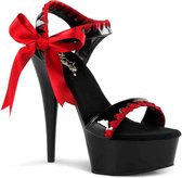 Pleaser Sandaal met enkelband -36 Shoes- DELIGHT-615 US 6 Zwart/Rood