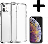 Hoes voor iPhone 11 Hoesje Siliconen Case Cover En Screenprotector Tempered Glass