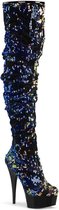 Pleaser Plateau overknee Laarzen -41 Shoes- DELIGHT-3004 US 11 Blauw/Zwart