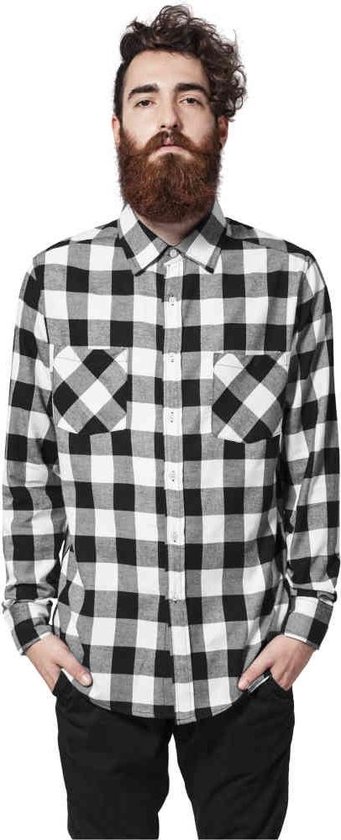 Urban Classics - Checked Flanell Overhemd - 5XL - Zwart/Wit