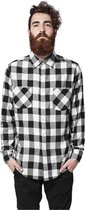 Urban Classics Overhemd -5XL- Checked Flanell Zwart/Wit