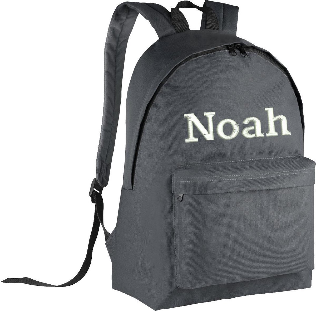 schooltas met naam donker grijs| geborduurd | 16 verschillende kleuren | gepersonaliseerd