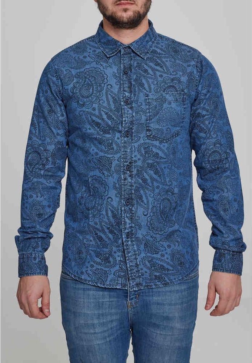 Urban Classics Overhemd -S- Printed Paisley Blauw
