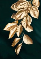 Allernieuwste Canvas Schilderij Gouden Plant Bladeren - Kunst - Poster - Natuur - 50 x 75 cm - Kleur