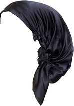YOSMO - Zijden Slaap haardoek - kleur zwart - maat klein - kort haar - Slaapmuts - Bonnet - 100% Zijden - Moerbei