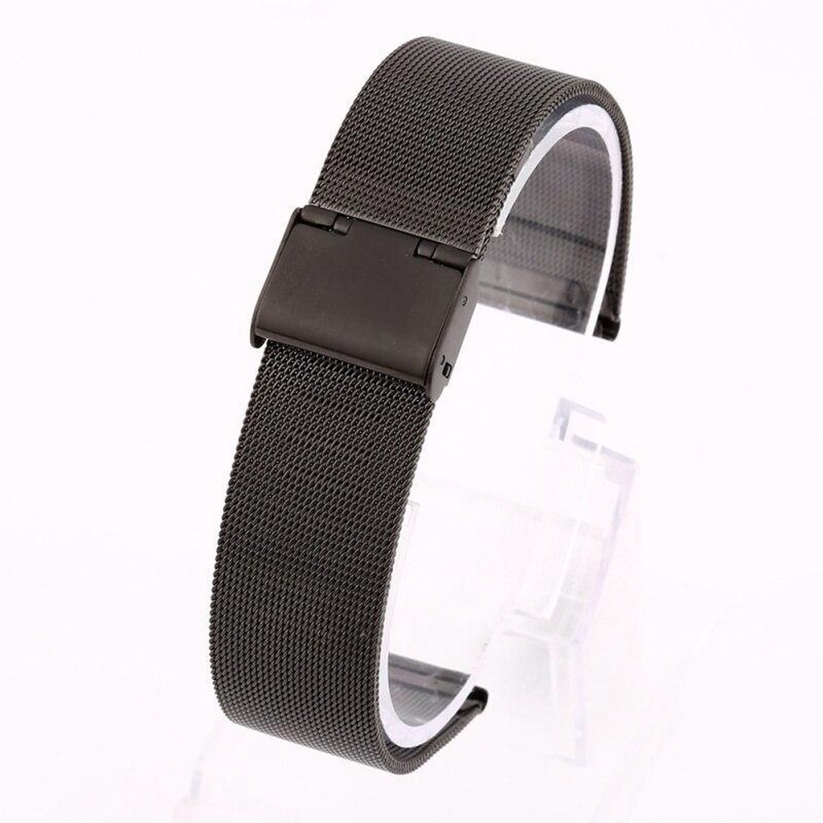 Remerko Milanees horlogeband - aanzetmaat 20mm - zwart-extrafijn -
