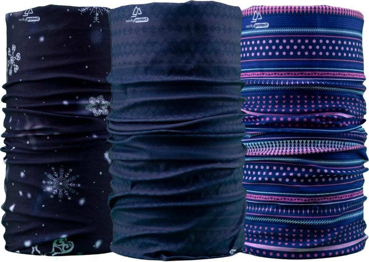 Necky Protect 3-pack Nekwarmer - Sjaal - Bandana - Fiets - Sport - Wintersport - Heren - Dames