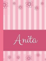 Anita: Personalized Name College Ruled Notebook Pink Lines and Flowers