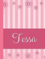 Tessa: Personalized Name College Ruled Notebook Pink Lines and Flowers