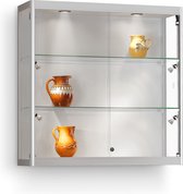 Wandvitrine Berlina 1000 zilver met zij verlichting