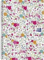 Oxford Floral - schrijfblok - B5 - Ruit 5mm - 120 pagina's - hardcover notitieboek - wit