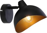 BRILLIANT lamp Layton wandspot zwart mat / goud | 1x D45, E14, 25W, geschikt voor vallampen (niet inbegrepen) | Schaal A ++ tot E | Draaibare kop