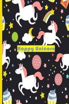 Happy Unicorn: Unicorn Notebook for Girls, Unicorn Journal and Sketchbook, Lined and Blank pages, For Doodling, Sketching, Drawing, W