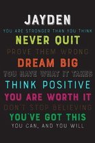 Jayden You Are Stronger Than You Think Never Quit Prove Them Wrong Dream Big You Have What It Takes Think Positive You Are Worth It Dont Stop Believin