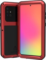 Samsung Galaxy A71 hoes - Love Mei - Metalen extreme protection case - Rood - GSM Hoes - Telefoonhoes Geschikt Voor: Samsung Galaxy A71
