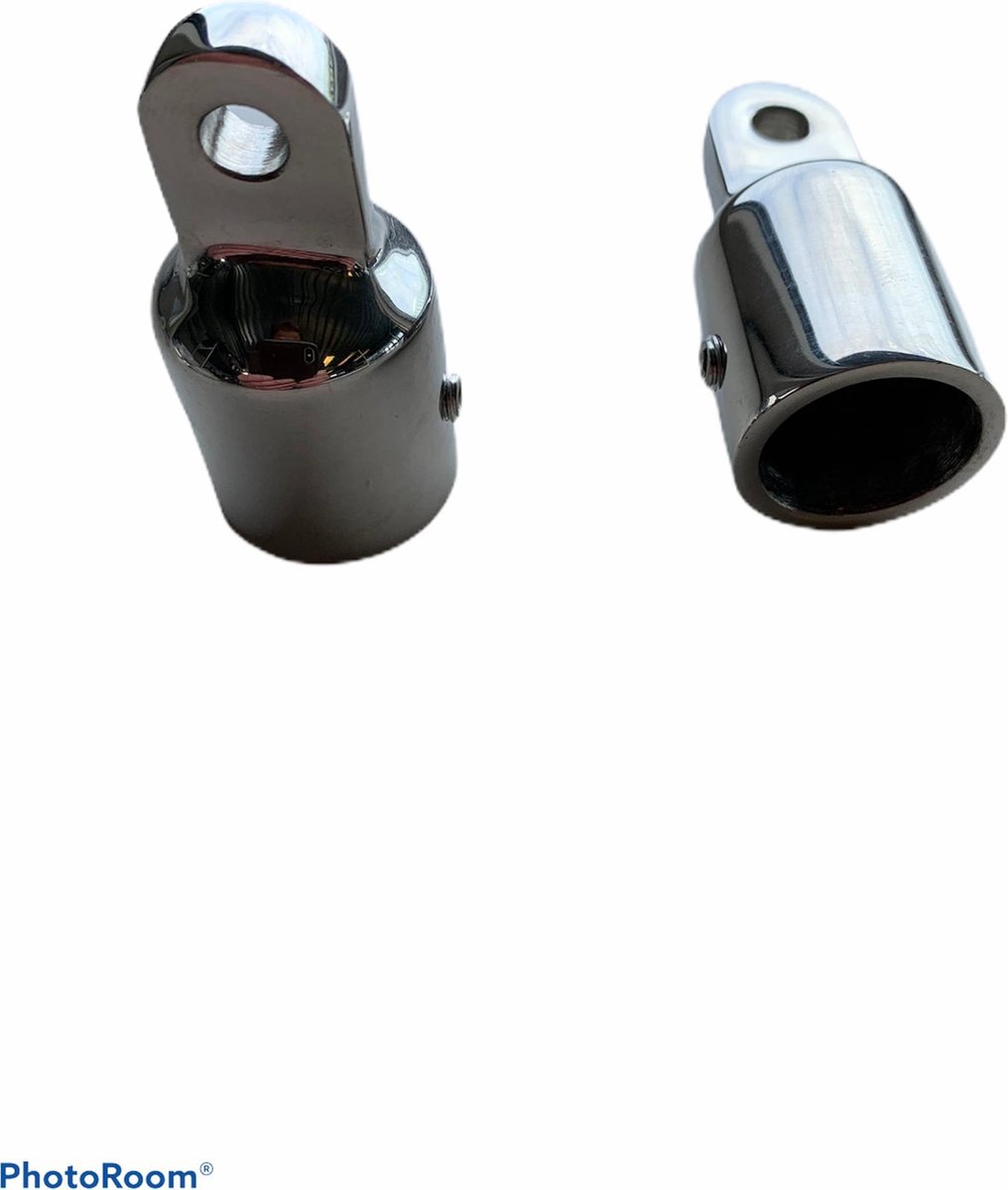 2x rvs eindstuk 20mm-Buiskap beslag-Bootkap-Bimini
