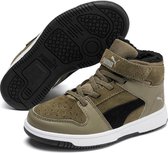 PUMA Rebound Layup Fur SD V PS Sneakers Jongens - Burnt Olive-Puma Black-Limestone-Puma White - Maat 30