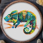 Borduurpakket Mandala Kameleon - telpatroon om zelf te borduren - geschikt voor beginners