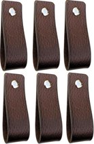 Leren handgrepen -  Bruin  - 48 stuks - 16,5 x 2,5 cm | incl. 3 kleuren schroeven per leren handgreep