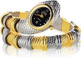 2 stuks slangvormige armband diamanten quartz horloge (interval goud)