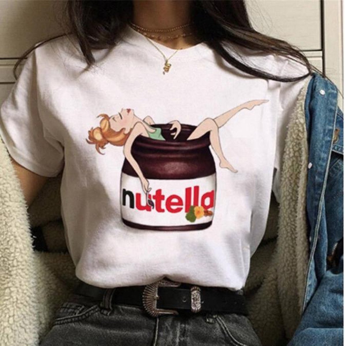 Verniel Malen Gecomprimeerd Fun T-shirt met Engeltje in Nutella pot maat L | bol.com