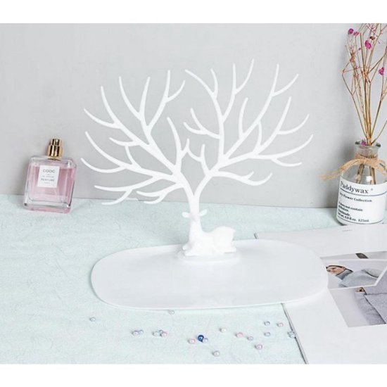 Roterende Sieradenboom 14 Inch - Wit Ketting Rek Organizer Voor Ringen, Oorbellen En Armbanden