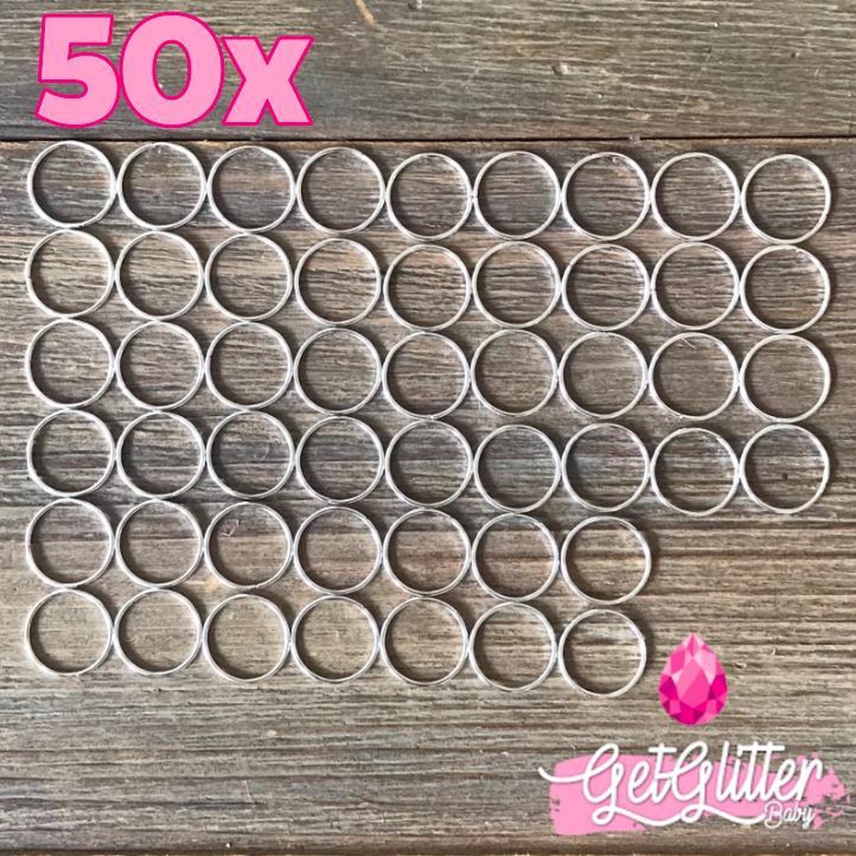 GetGlitterBaby® - Ringen / Haarringen / Haar Ringetjes / Haarringetjes met Bedel voor Vlecht Meisjes - Zilver - 50 stuks
