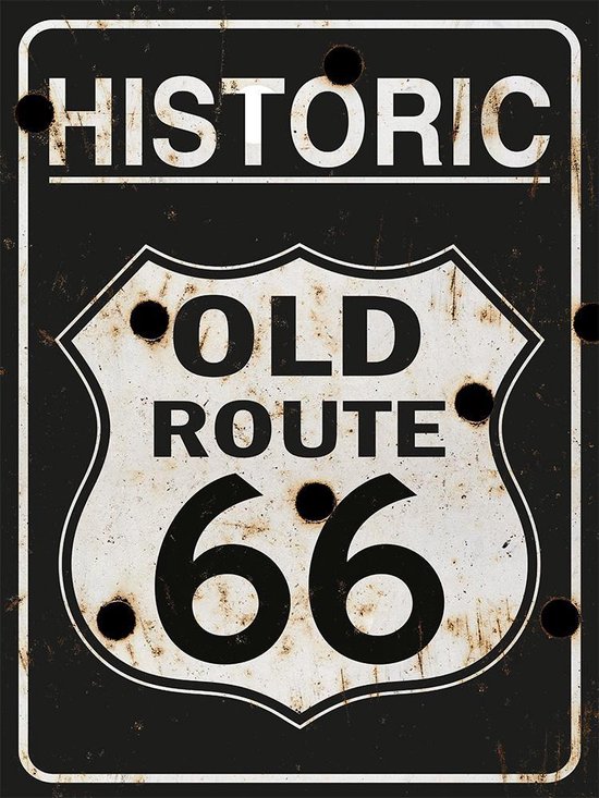 Signs-USA - Historic Old Route 66 - balles - Panneau mural - 33 x 44 cm