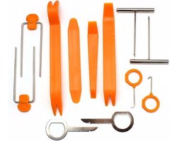 LOUZIR Auto interieur demontage gereedschap set - 12-delige - Deurpaneel - Autoradio - Ontmantel set - Auto bekleding spatel set -geschikt voor - Audi - Bmw - Volkswagen