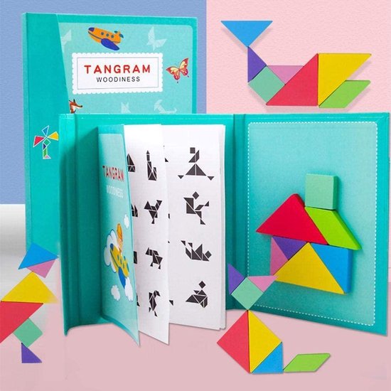 Puzzle Tangram Woodiness Puzzle pour enfants 96 Puzzles - Livre de puzzle  magnétique... | bol.com