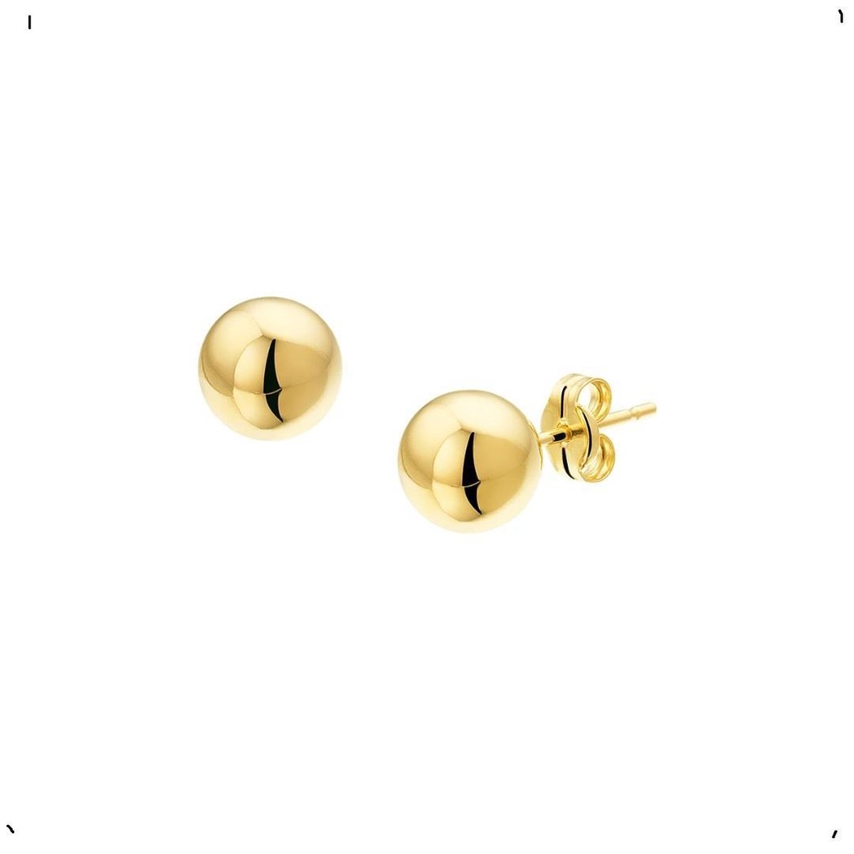 YO&NO - Oorbellen - Goud - Oorknoppen - Bol - 7mm - Sieraden Vrouw - Heren - 14k - 585 Goud