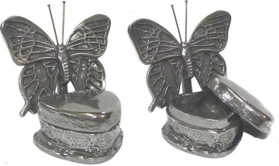 Vlinder met hart - Zilvertin Asbeeld Dieren Urn Voor Uw Geliefde Dier - Kat - Hond - Paard - Konijn