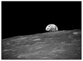 Moon with Earth over horizon (ruimtevaart) - Foto op Akoestisch paneel - 200 x 150 cm
