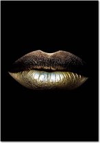 Canvas Experts doek met gouden opvallende lippen maat 55x75CM *ALLEEN DOEK MET RANDEN* Wanddecoratie | Poster | Wall art | canvas doek |