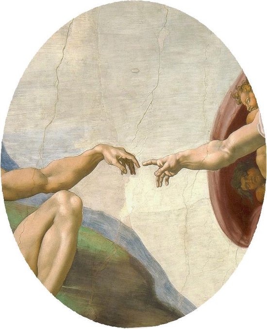 Création d'Adam, Michelangelo Buonarroti - Photo sur papier peint Circle -  ⌀ 40 cm | bol.com