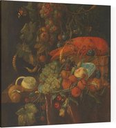 Stilleven met vruchten en een kreeft, Jan Davidsz. de Heem - Foto op Canvas - 100 x 100 cm