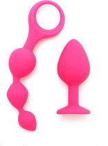 Rimba Toys Rimba Barcelona Anaal set met buttplug en anaal kralen - roze