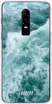 OnePlus 6 Hoesje Transparant TPU Case - Whitecap Waves #ffffff