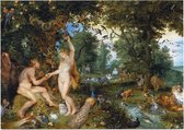 Het aardse paradijs met de zondeval van Adam en Eva, Peter Paul Rubens - Foto op Posterpapier - 59.4 x 42 cm (A2)