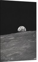 Moon with Earth over horizon (ruimtevaart) - Foto op Canvas - 100 x 150 cm