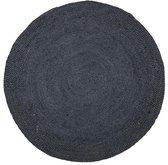 Rocaflor-Vloerkleed-gevlochten-jute-zwart-rond-ø-120cm
